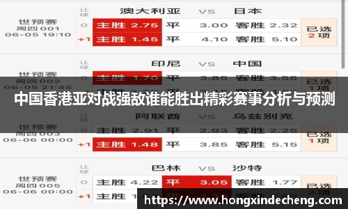 中国香港亚对战强敌谁能胜出精彩赛事分析与预测